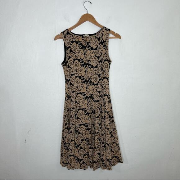 Haani Dresses & Skirts - Haani Black and Tan Floral Lace Fit Flare Dress Size Medium